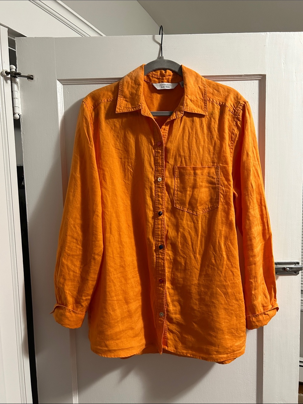 & Other Stories Orange Linen Shirt with Custom Buttons